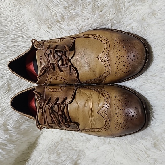 ROCKPORT Men's Two-Tone Brown Wingtip Oxfords - Size 12 - Picture 1 of 9